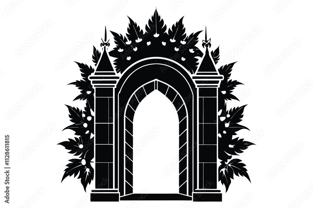 Fototapeta premium stone gate silhouette vector illustration on white background