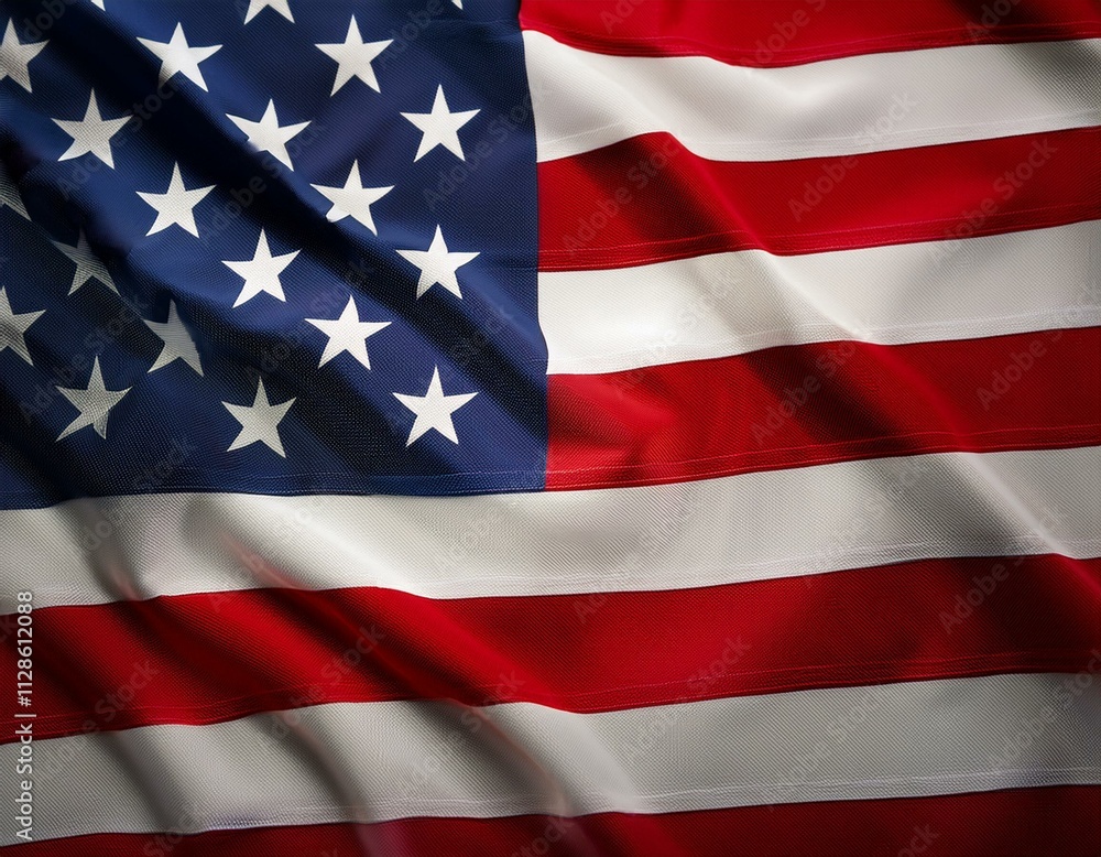 A close up of the US flag waving in the wind for Memorial Day or 4th of July A close up of the US flag waving in the wind for Memorial Day or 4th of July