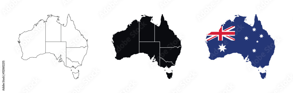 Fototapeta premium Australia Map vector icon. Map of Australia various styles.
