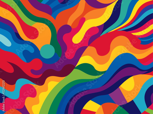 Colorful abstract background featuring dynamic, flowing shapes and vibrant colors, creating a visually appealing design with a sense of movement and energy