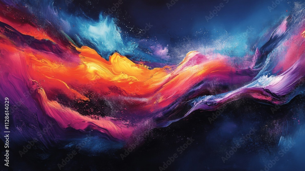 Fototapeta premium Abstract Colorful Swirling Paint Landscape