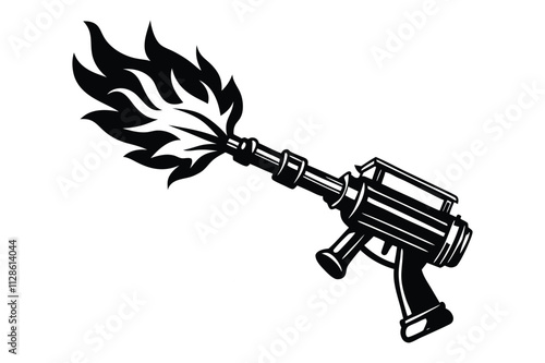 flamethrower silhouette vector illustration on white background