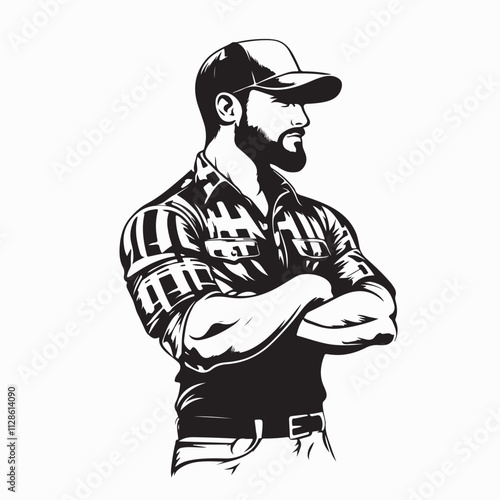 Lumberjack image vector. Lumberjack flannel shirt vector isolated on white background.