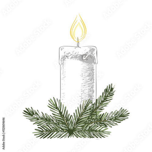 Christmas Candle Sketch Celebration Decoration Winter Event Festival of X-Mas
