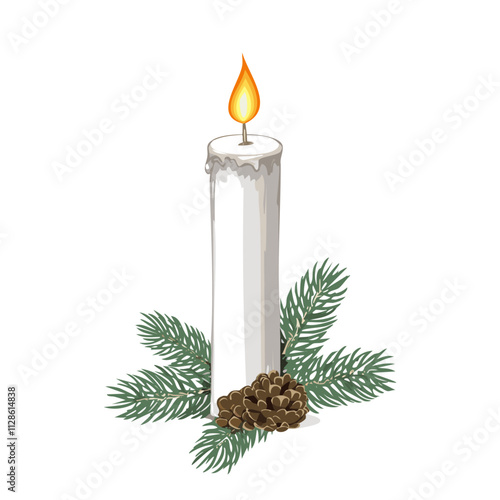 Christmas Candle Sketch Celebration Decoration Winter Event Festival of X-Mas
