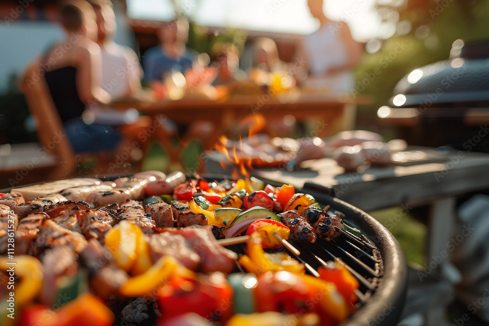 Generative AI Image of a Happy Family Gathering with Smiling Kids and Grilled Food at an Outdoor BBQ Picnic Generative AI Image of a Happy Family Gathering with Smiling Kids and Grilled Food at an Outdoor BBQ Picnic