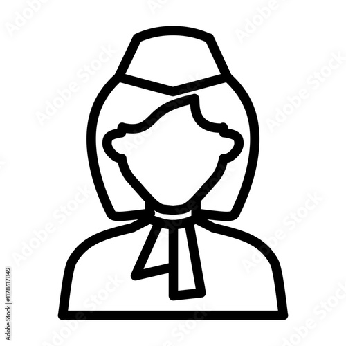 Stewardess Vector Line Icon Design