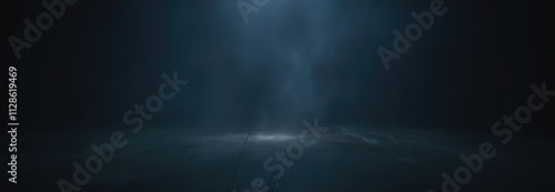 Dark Room with Light Beam and Fog