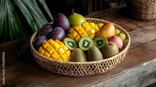 Wallpaper Mural Assorted Tropical Fruits In A Woven Basket Torontodigital.ca