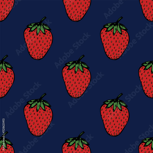 Seamless pattern with strawberry doodle for decorative print, wrapping paper, greeting cards, wallpaper and fabric