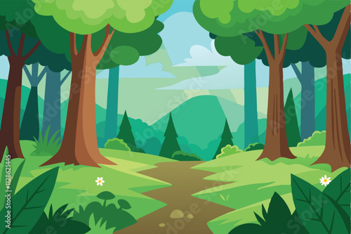 landscape with forest vector illustration