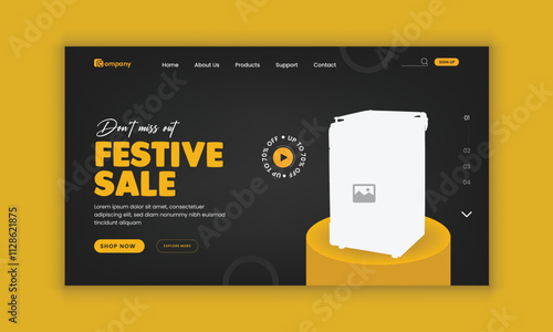 Festive super sale horizontal banner  design and home appliance landing page user interface, user experience design template