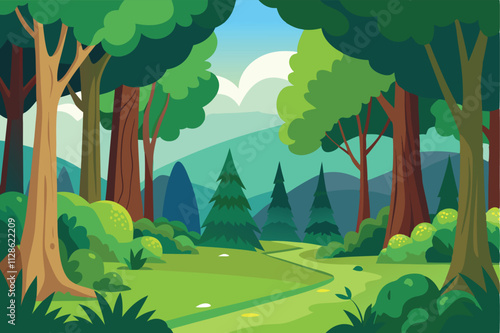 landscape with forest vector illustration