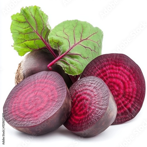 Beetroot with leaves isolated on white background