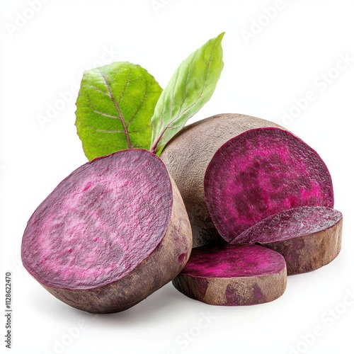 Beetroot with leaves isolated on white background