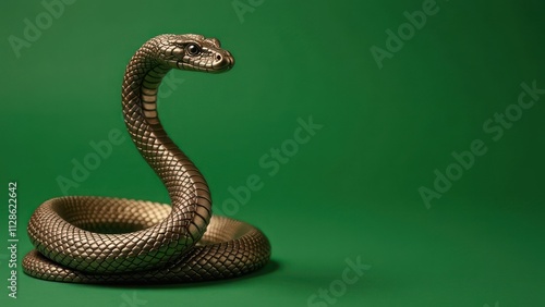 Beautiful snake, banner, green background, place for text, New Year