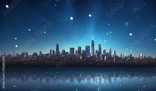 Night Cityscape with Reflections in Water