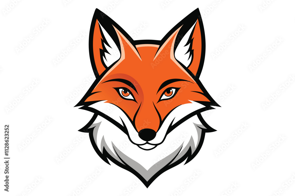 fox head silhouette against white background fox head silhouette against white background
