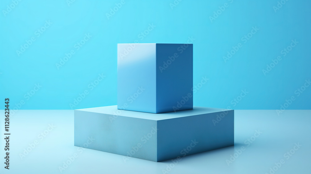 Dynamic abstract blue cube in geometric design for striking visuals Dynamic abstract blue cube in geometric design for striking visuals