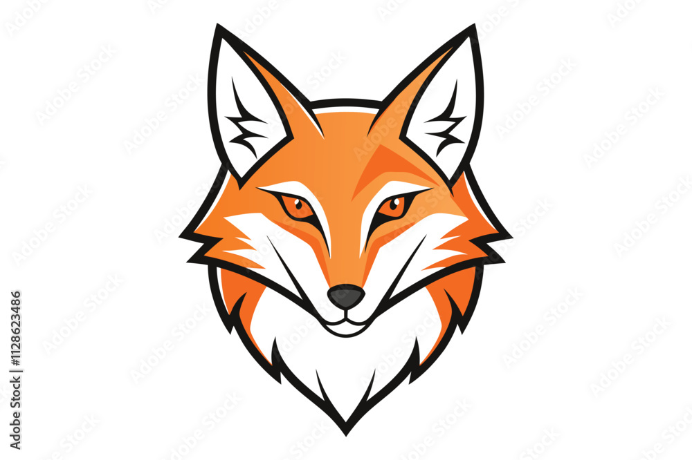 fox head silhouette against white background fox head silhouette against white background