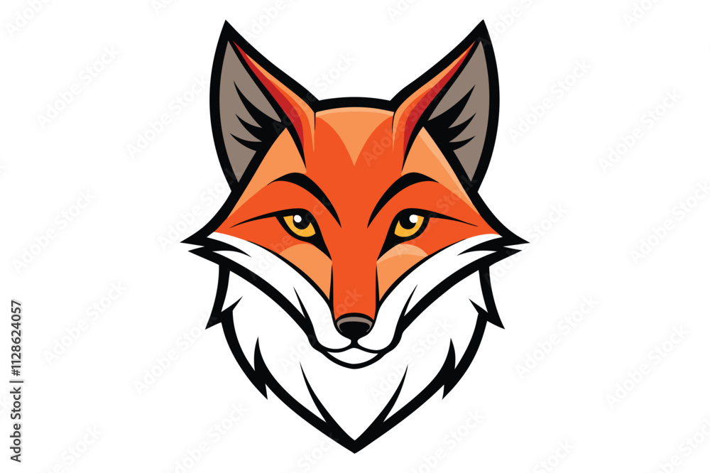 Obraz premium red fox head vector on white background