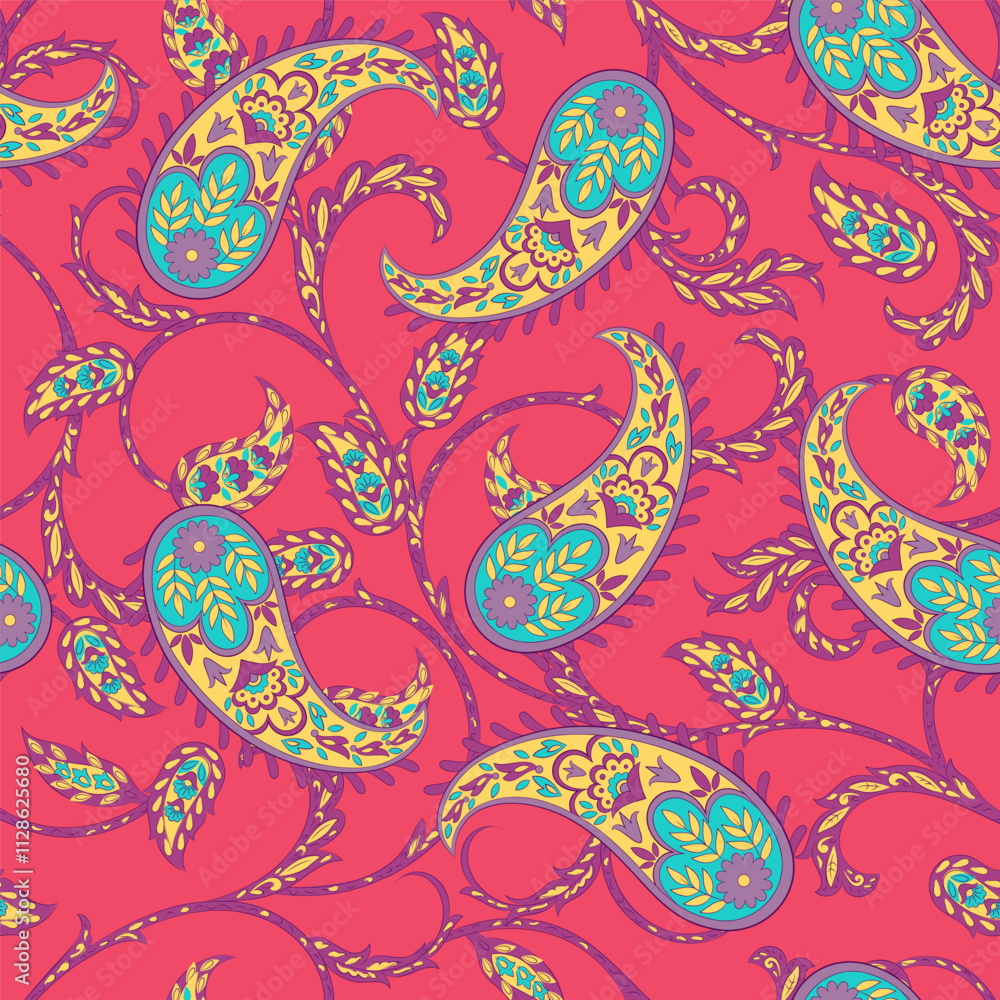 Seamless pattern traditional Asian paisley design. Vector pattern for textile design and fabrics, fashionable and delicate. Seamless pattern traditional Asian paisley design. Vector pattern for textile design and fabrics, fashionable and delicate.