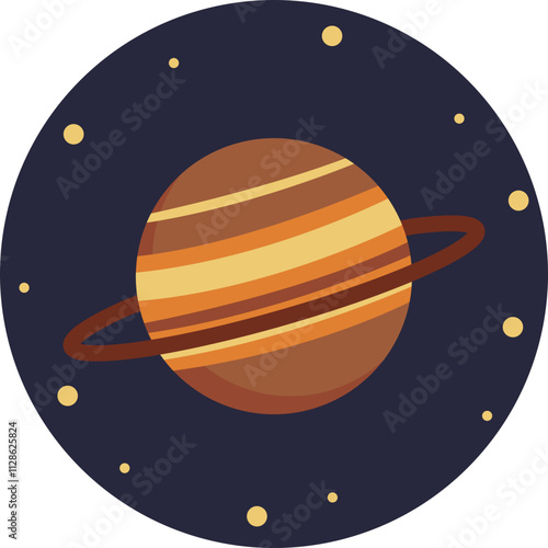 A sleek, stylized depiction of the planet Saturn, showcasing its iconic rings.