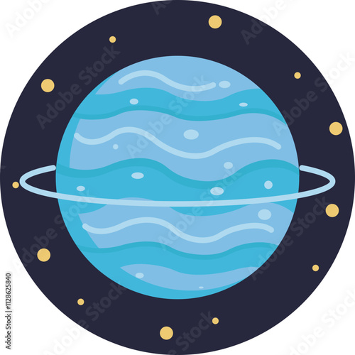 Featuring a vibrant, cool tone, the Uranus icon showcases the planet's icy exterior and faint ring system.