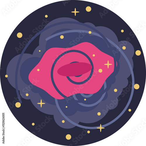 A swirling, dark circular icon representing the gravitational force of a black hole.