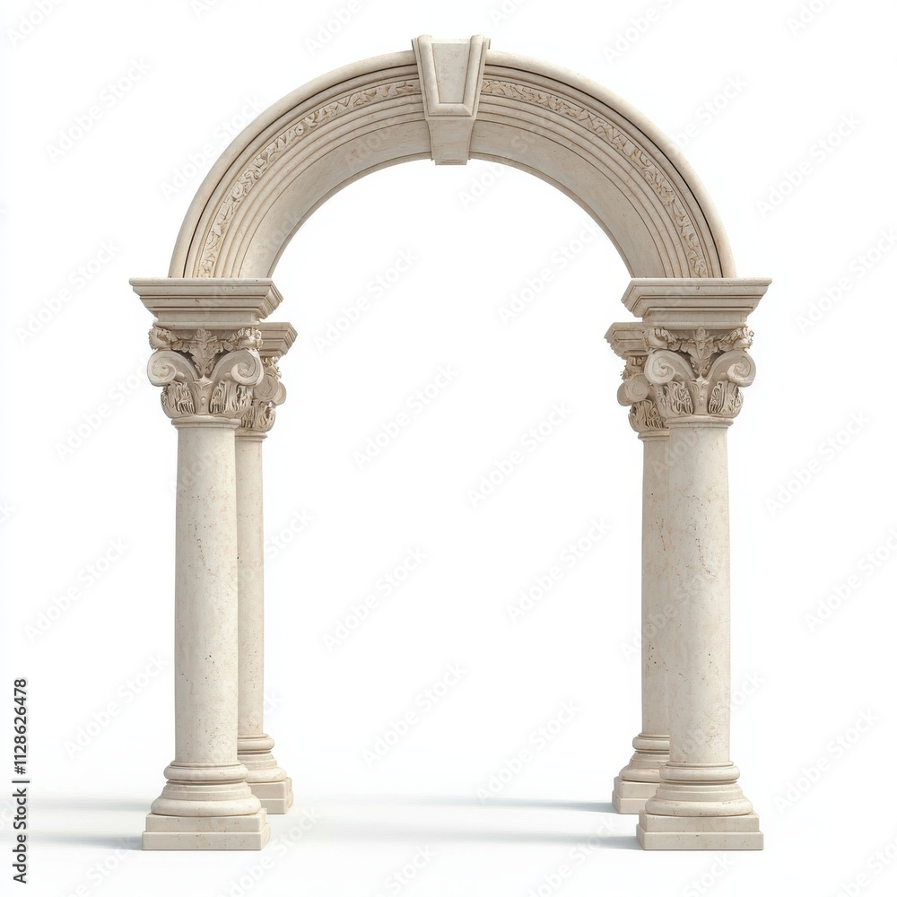 Obraz premium Classic column arch isolated on white background