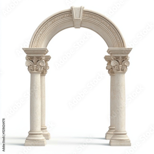 Classic column arch isolated on white background