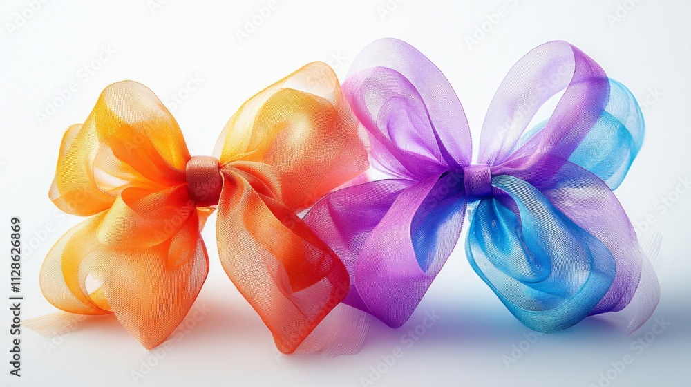 Colorful Sheer Ribbon Bows Arranged Together