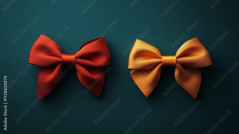 Two Satin Bows in Orange and Gold Hues Two Satin Bows in Orange and Gold Hues