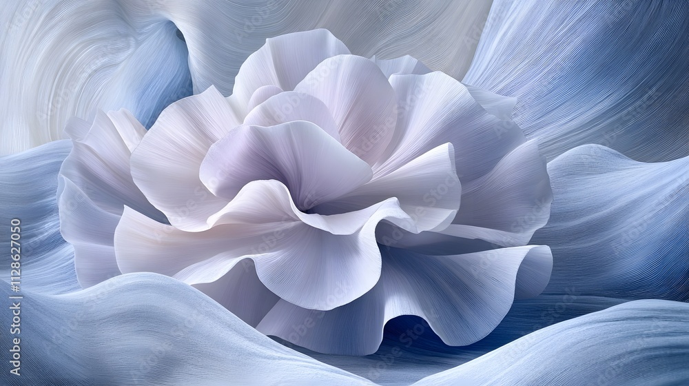 Abstract light blue flower in wavy fabric. Abstract light blue flower in wavy fabric.