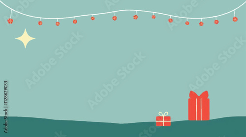 Marry Cristmas background tree, xmas, gift, box, celebration, new, year, greeting, decoration, winter, snow, holiday, illustration, night, snowflake, vector, star,