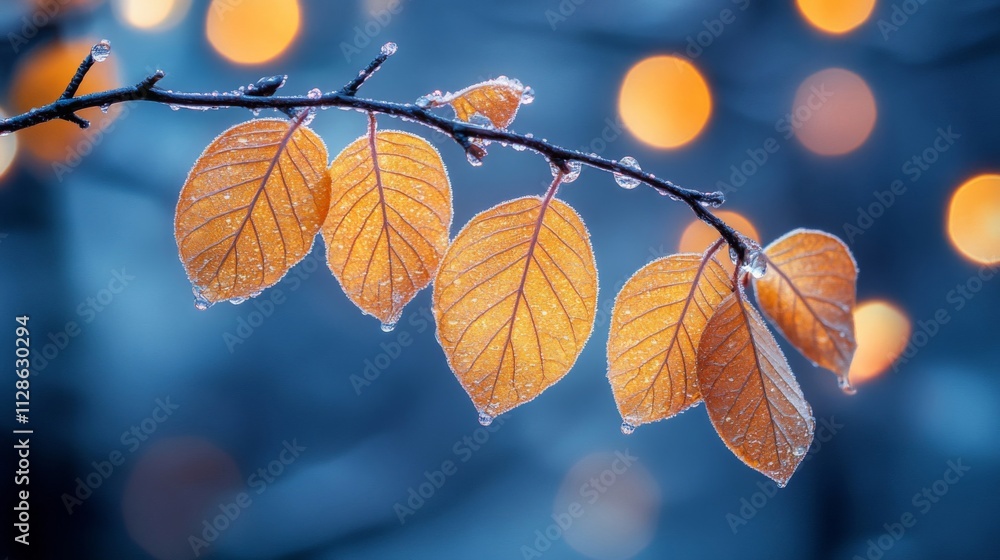 Frozen Autumn Leaves Glimmering With Winter Dew Frozen Autumn Leaves Glimmering With Winter Dew