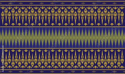 seamless background pattern.) style Thai silk with traditional color tone.