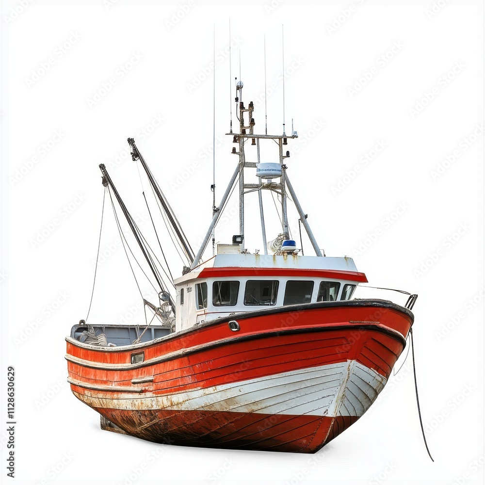 Fishing boat isolated white background Fishing boat isolated white background