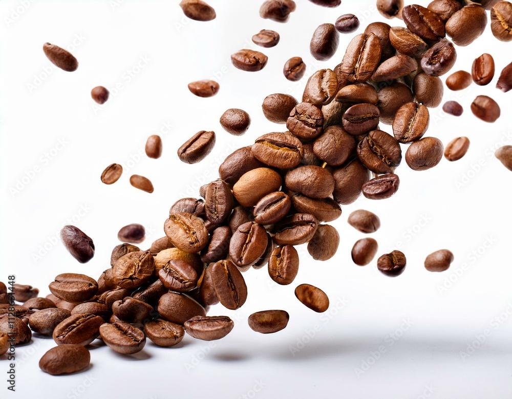 Obraz premium Coffee Splash with Coffee Beans Isolated on White Background