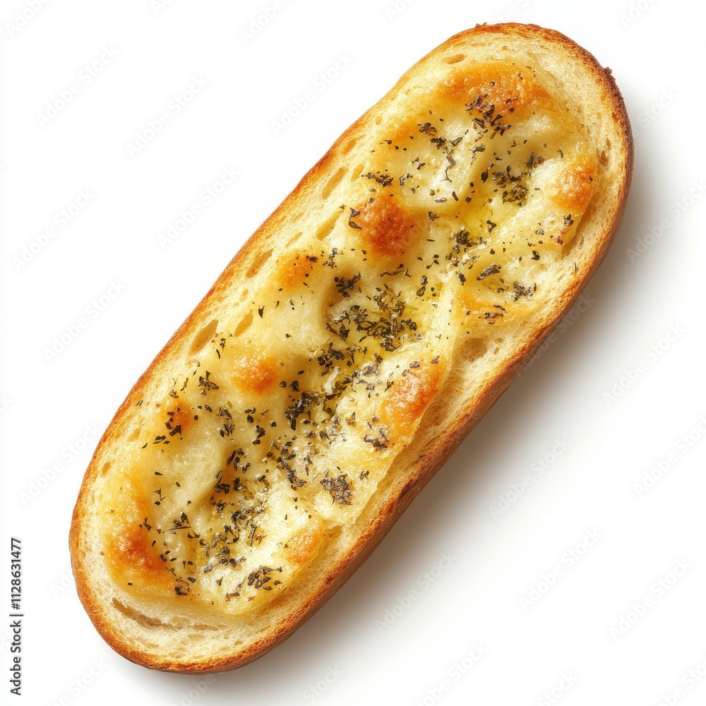 Garlic Bread isolated on white background, top view Garlic Bread isolated on white background, top view