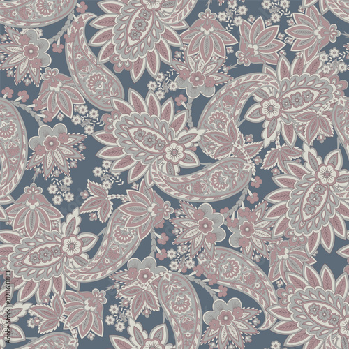 Gorgeous paisley seamless vector pattern with fantastic flowers and leaves. Bohemian textile print inspired by batik. Vintage style