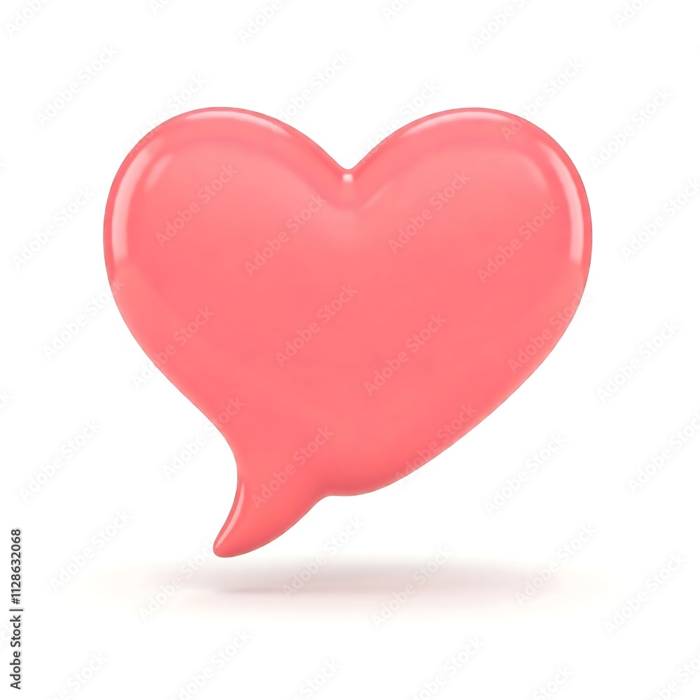 3d blank pink heart-shaped bubble speech isolated on white background, Valentine Day concept 3d blank pink heart-shaped bubble speech isolated on white background, Valentine Day concept