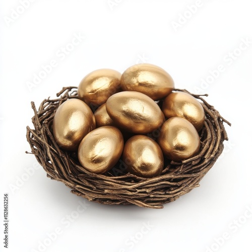 Wallpaper Mural Golden eggs in a nest isolated on white background Torontodigital.ca
