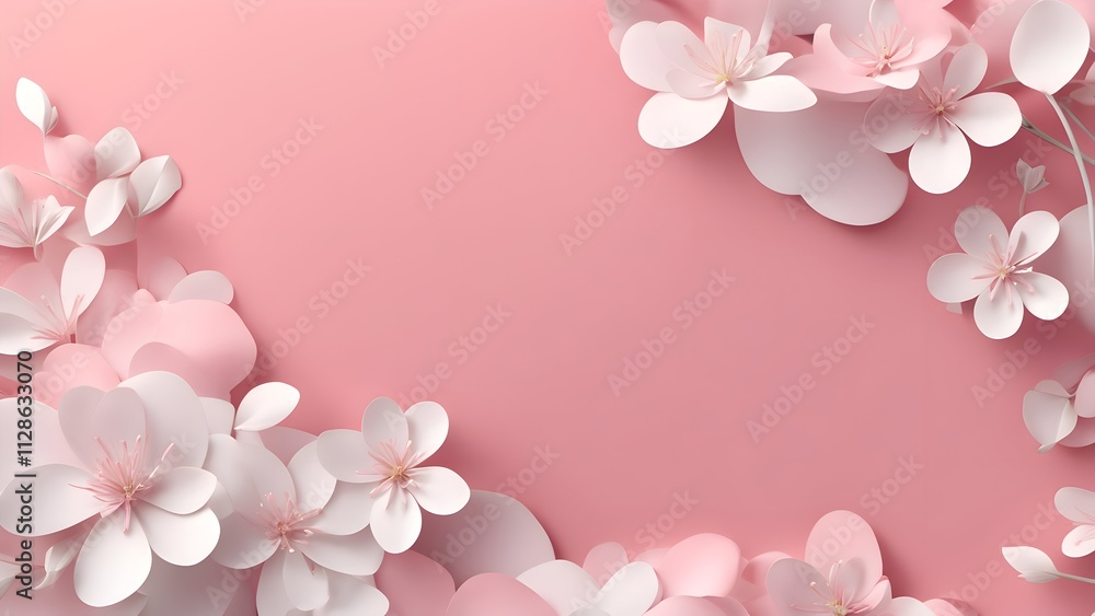 A minimalist and calm 3D Cherry blossoms abstract design representing the freshness of spring. A minimalist and calm 3D Cherry blossoms abstract design representing the freshness of spring.