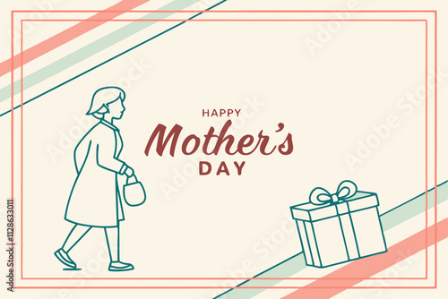 A Poster With Happy Mother's Day Gift Box vector illustration photo