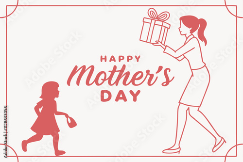 A Poster With Happy Mother's Day Gift Box vector illustration photo