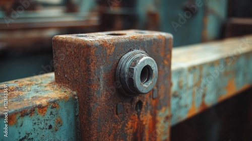 Rusty Metal Structure With Hex Nut Detail