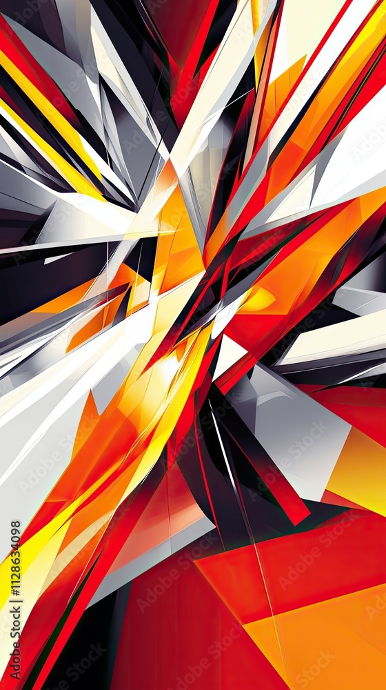 Abstract Geometric Shapes In Vibrant Red Orange Yellow And White Abstract Geometric Shapes In Vibrant Red Orange Yellow And White