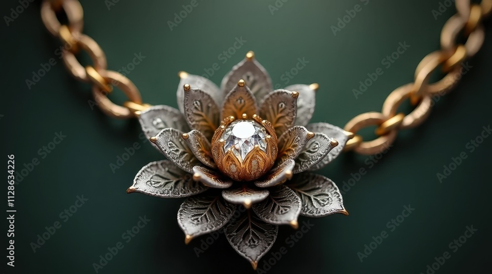 Fototapeta premium Lotus Flower Necklace with Metalwork