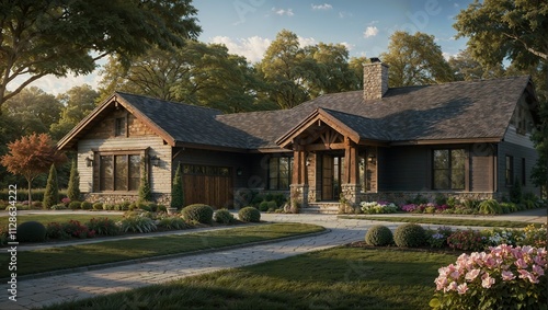 Craftsman House with Elegant Landscaping